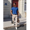 image:imageCOOFANDY Mens Cotton Henley TShirts Short Sleeve Button Casual Basic Tees Work Shirts with Split SideBlue