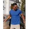 image:imageCOOFANDY Mens Cotton Henley TShirts Short Sleeve Button Casual Basic Tees Work Shirts with Split SideBlue
