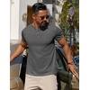 image:imageCOOFANDY Mens Cotton Henley TShirts Short Sleeve Button Casual Basic Tees Work Shirts with Split SideDark Grey