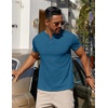 image:imageCOOFANDY Mens Cotton Henley TShirts Short Sleeve Button Casual Basic Tees Work Shirts with Split SideDenim Blue