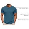 image:imageCOOFANDY Mens Cotton Henley TShirts Short Sleeve Button Casual Basic Tees Work Shirts with Split SideGrey Blue