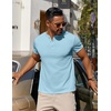 image:imageCOOFANDY Mens Cotton Henley TShirts Short Sleeve Button Casual Basic Tees Work Shirts with Split SideLight Blue
