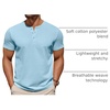 image:imageCOOFANDY Mens Cotton Henley TShirts Short Sleeve Button Casual Basic Tees Work Shirts with Split SideLight Blue