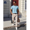 image:imageCOOFANDY Mens Cotton Henley TShirts Short Sleeve Button Casual Basic Tees Work Shirts with Split SideLight Blue