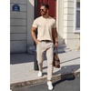 image:imageCOOFANDY Mens Cotton Henley TShirts Short Sleeve Button Casual Basic Tees Work Shirts with Split SideLight Khaki