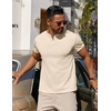 image:imageCOOFANDY Mens Cotton Henley TShirts Short Sleeve Button Casual Basic Tees Work Shirts with Split SideLight Khaki