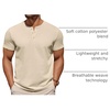 image:imageCOOFANDY Mens Cotton Henley TShirts Short Sleeve Button Casual Basic Tees Work Shirts with Split SideLight Khaki