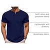 image:imageCOOFANDY Mens Cotton Henley TShirts Short Sleeve Button Casual Basic Tees Work Shirts with Split SideNavy Blue