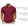 image:imageCOOFANDY Mens Cotton Henley TShirts Short Sleeve Button Casual Basic Tees Work Shirts with Split SideWine Red