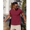 image:imageCOOFANDY Mens Cotton Henley TShirts Short Sleeve Button Casual Basic Tees Work Shirts with Split SideWine Red