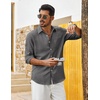 image:imageCOOFANDY Mens Cotton Linen Button Down Shirts Long Sleeve Casual Summer Beach Shirts for MenFlecking Black