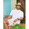 image:imageCOOFANDY Mens Cotton Linen Henley Shirt Short Sleeve Hippie Casual Beach TShirts with Pocket01white