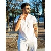 image:imageCOOFANDY Mens Cotton Linen Henley Shirt Short Sleeve Hippie Casual Beach TShirts with Pocket01white