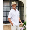 image:imageCOOFANDY Mens Cotton Linen Henley Shirt Short Sleeve Hippie Casual Beach TShirts with Pocket01white