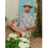image:imageCOOFANDY Mens Cotton Linen Henley Shirt Short Sleeve Hippie Casual Beach TShirts with PocketApricot Black  Plant Leaves