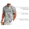 image:imageCOOFANDY Mens Cotton Linen Henley Shirt Short Sleeve Hippie Casual Beach TShirts with PocketApricot Black  Plant Leaves