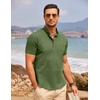 image:imageCOOFANDY Mens Cotton Linen Henley Shirt Short Sleeve Hippie Casual Beach TShirts with PocketArmy Green