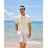 image:imageCOOFANDY Mens Cotton Linen Henley Shirt Short Sleeve Hippie Casual Beach TShirts with PocketBeige
