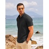 image:imageCOOFANDY Mens Cotton Linen Henley Shirt Short Sleeve Hippie Casual Beach TShirts with PocketBlack