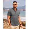 image:imageCOOFANDY Mens Cotton Linen Henley Shirt Short Sleeve Hippie Casual Beach TShirts with PocketBlack Striped