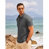 image:imageCOOFANDY Mens Cotton Linen Henley Shirt Short Sleeve Hippie Casual Beach TShirts with PocketBlack Striped