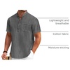 image:imageCOOFANDY Mens Cotton Linen Henley Shirt Short Sleeve Hippie Casual Beach TShirts with PocketBlack Striped