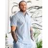image:imageCOOFANDY Mens Cotton Linen Henley Shirt Short Sleeve Hippie Casual Beach TShirts with PocketBlue