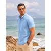 image:imageCOOFANDY Mens Cotton Linen Henley Shirt Short Sleeve Hippie Casual Beach TShirts with PocketBlue