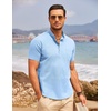 image:imageCOOFANDY Mens Cotton Linen Henley Shirt Short Sleeve Hippie Casual Beach TShirts with PocketBlue
