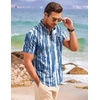 image:imageCOOFANDY Mens Cotton Linen Henley Shirt Short Sleeve Hippie Casual Beach TShirts with PocketBlue Tiedye