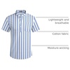 image:imageCOOFANDY Mens Cotton Linen Henley Shirt Short Sleeve Hippie Casual Beach TShirts with PocketBluewhite Vertical Stripes