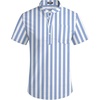 image:imageCOOFANDY Mens Cotton Linen Henley Shirt Short Sleeve Hippie Casual Beach TShirts with PocketBluewhite Vertical Stripes