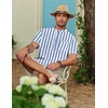 image:imageCOOFANDY Mens Cotton Linen Henley Shirt Short Sleeve Hippie Casual Beach TShirts with PocketBluewhite Vertical Stripes