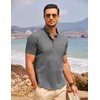 image:imageCOOFANDY Mens Cotton Linen Henley Shirt Short Sleeve Hippie Casual Beach TShirts with PocketDark Grey