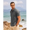 image:imageCOOFANDY Mens Cotton Linen Henley Shirt Short Sleeve Hippie Casual Beach TShirts with PocketDark Grey