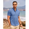 image:imageCOOFANDY Mens Cotton Linen Henley Shirt Short Sleeve Hippie Casual Beach TShirts with PocketDenim Blue