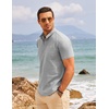 image:imageCOOFANDY Mens Cotton Linen Henley Shirt Short Sleeve Hippie Casual Beach TShirts with PocketGrey