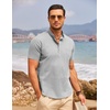 image:imageCOOFANDY Mens Cotton Linen Henley Shirt Short Sleeve Hippie Casual Beach TShirts with PocketGrey
