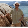 image:imageCOOFANDY Mens Cotton Linen Henley Shirt Short Sleeve Hippie Casual Beach TShirts with PocketKhaki