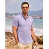 image:imageCOOFANDY Mens Cotton Linen Henley Shirt Short Sleeve Hippie Casual Beach TShirts with PocketLight Purple