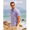 image:imageCOOFANDY Mens Cotton Linen Henley Shirt Short Sleeve Hippie Casual Beach TShirts with PocketLight Purple