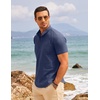 image:imageCOOFANDY Mens Cotton Linen Henley Shirt Short Sleeve Hippie Casual Beach TShirts with PocketNavy Blue