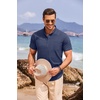 image:imageCOOFANDY Mens Cotton Linen Henley Shirt Short Sleeve Hippie Casual Beach TShirts with PocketNavy Blue
