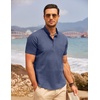 image:imageCOOFANDY Mens Cotton Linen Henley Shirt Short Sleeve Hippie Casual Beach TShirts with PocketNavy Blue
