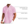 image:imageCOOFANDY Mens Cotton Linen Henley Shirt Short Sleeve Hippie Casual Beach TShirts with PocketPink