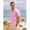 image:imageCOOFANDY Mens Cotton Linen Henley Shirt Short Sleeve Hippie Casual Beach TShirts with PocketPink