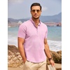 image:imageCOOFANDY Mens Cotton Linen Henley Shirt Short Sleeve Hippie Casual Beach TShirts with PocketPink