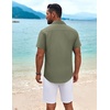 image:imageCOOFANDY Mens Cuban Guayabera Shirt Short Sleeve Button Down Shirts Summer Beach Vacation ShirtsArmy Green  White Webbing