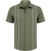image:imageCOOFANDY Mens Cuban Guayabera Shirt Short Sleeve Button Down Shirts Summer Beach Vacation ShirtsArmy Green  White Webbing