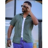 image:imageCOOFANDY Mens Cuban Guayabera Shirt Short Sleeve Button Down Shirts Summer Beach Vacation ShirtsArmy Green